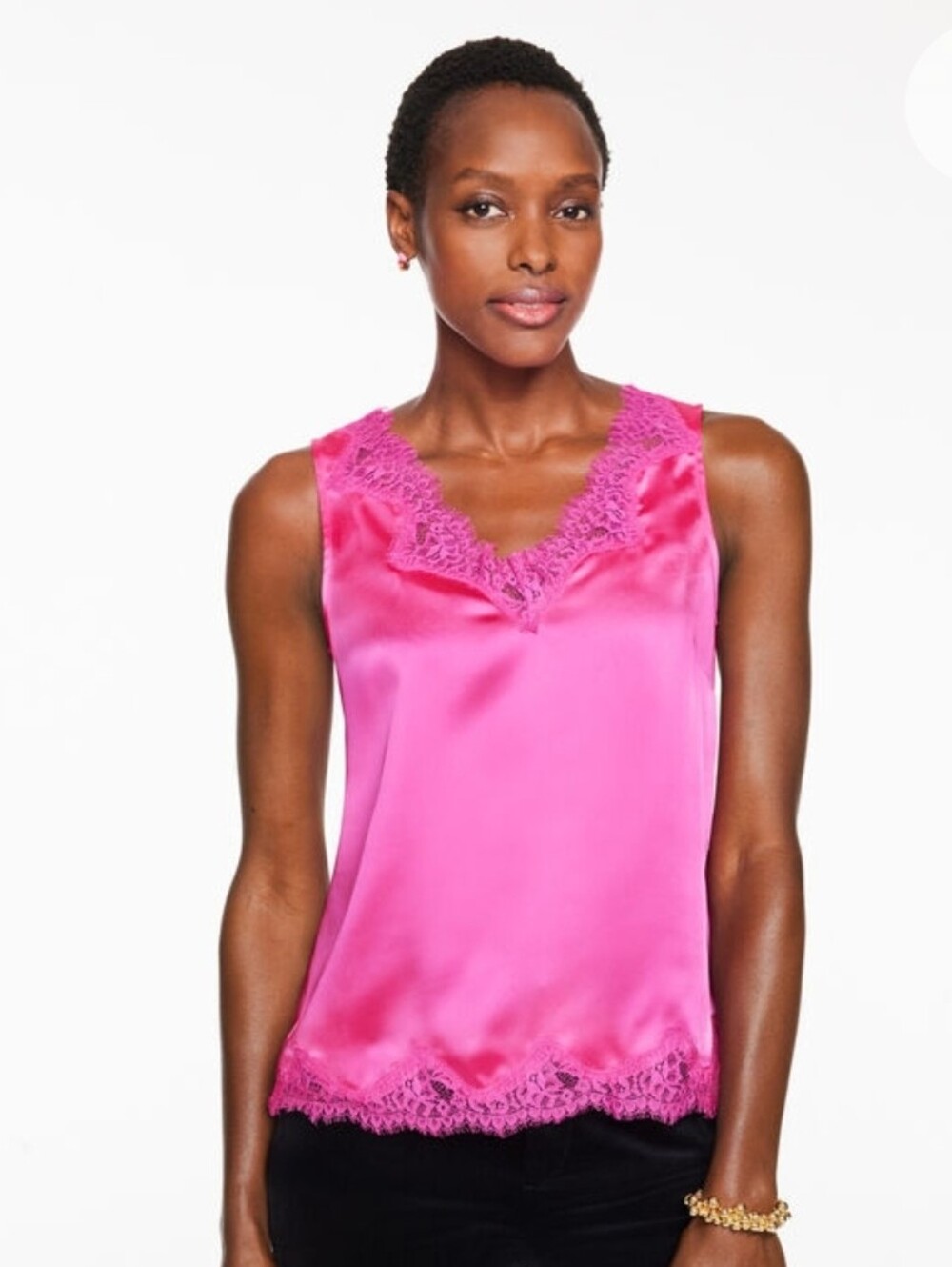 NWT - Talbots Lace Trim Satin Camisole Top - Medium